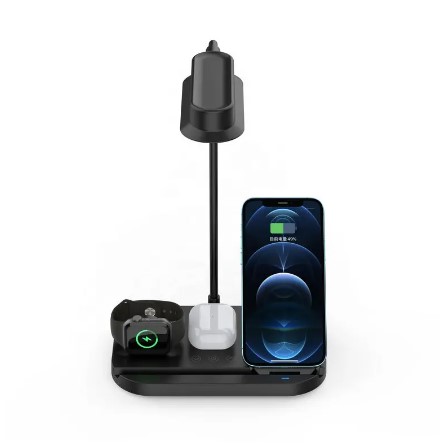Lampa Multifunctionala, 4 in 1, Apple Watch, iPhone, Airpods, Touch Control, 15W, Negru