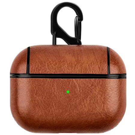 Husa Antisoc pentru Airpods Pro, Model Elite, Agatatoare carabina, Leather effect, Maro