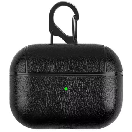 Husa Antisoc pentru Airpods Pro, Model Elite, Agatatoare carabina, Leather effect, Negru